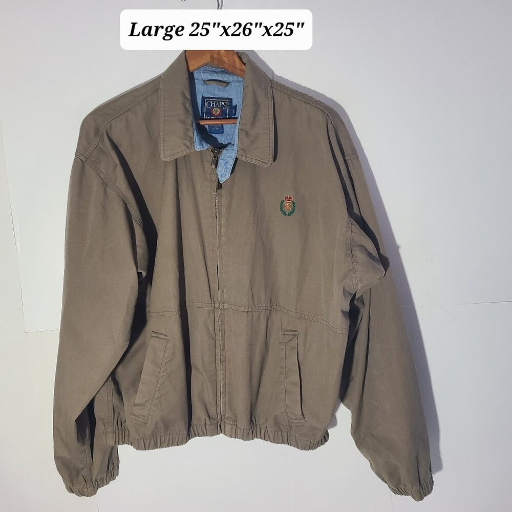 Vtg 90s Chaps Ralph Lauren Harrington Jacket Brown/Tartan Plaid Men's Size Large